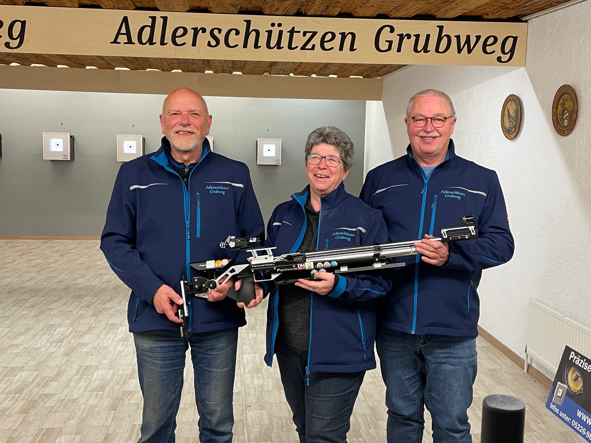 Adlerschützen Top in der Gauoberliga: v.l.n.r. Ludwig Edelfurtner, Gerhard Dorsch, Karin Edelfurtner